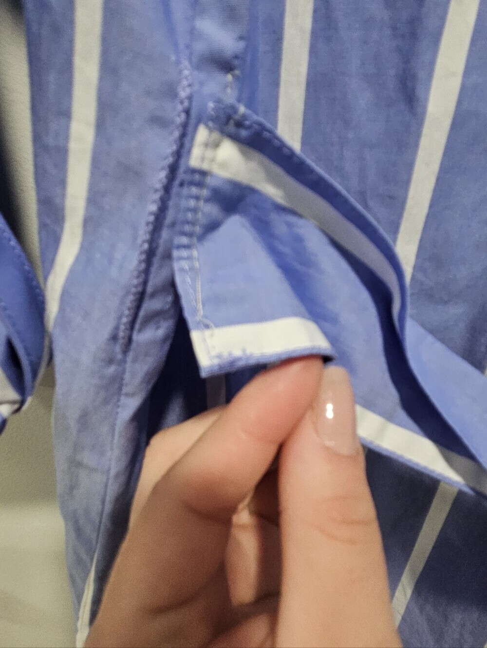 Striped Blue Maxi Shirt Dress with Front Pockets Size S . - Picture 4 of 9